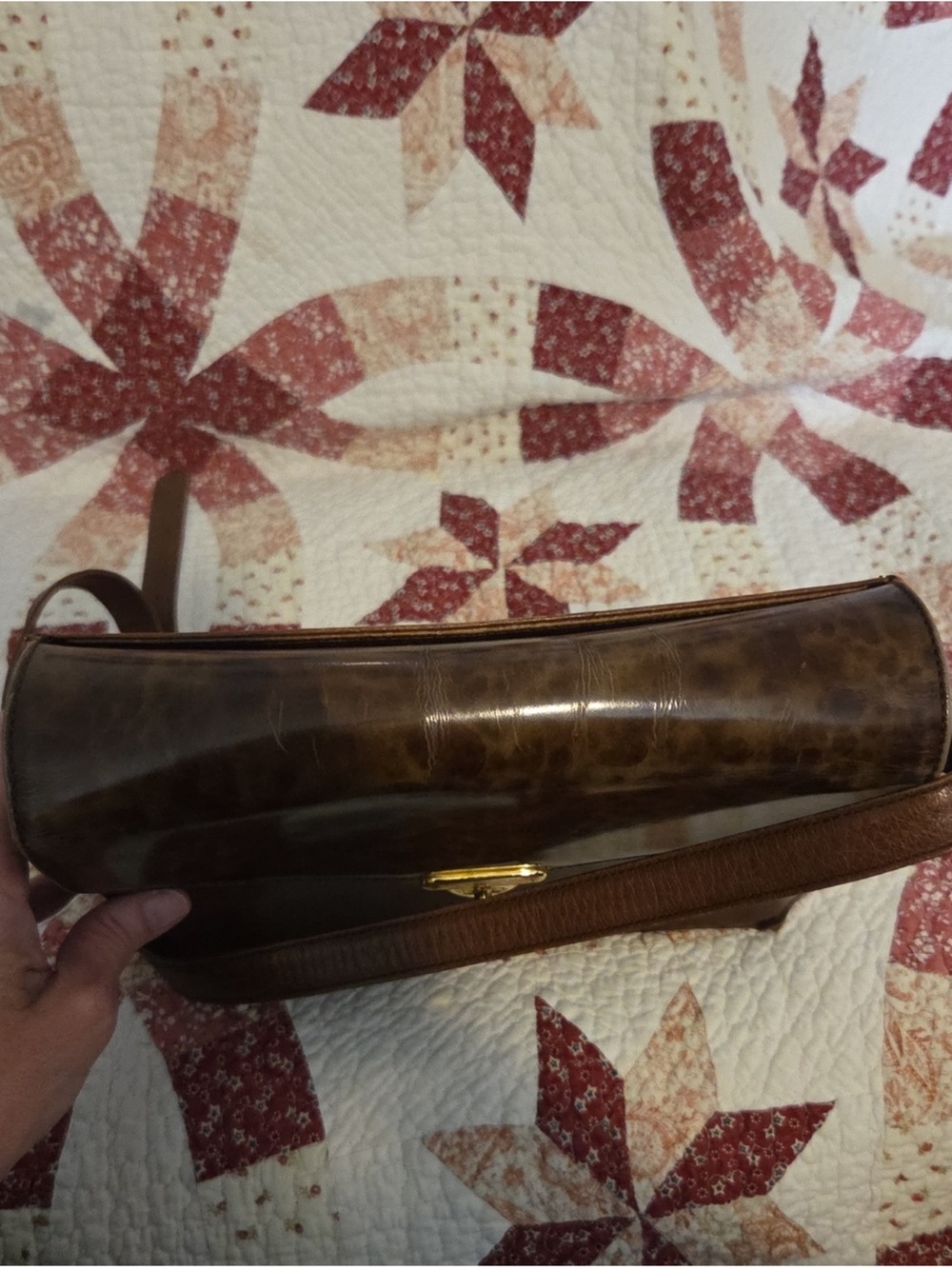 Valentino Garavani Brown Leather Crossbody with Gold Hardware - Picture 6 of 9